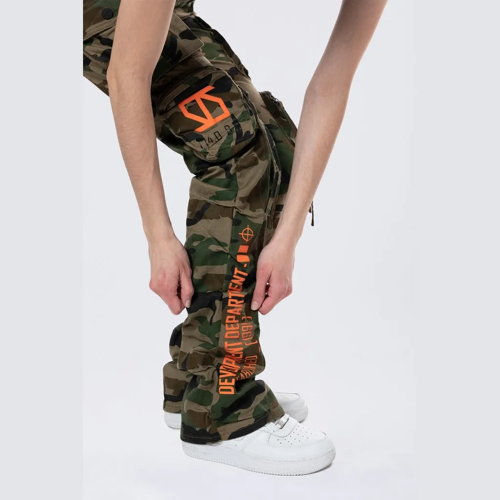 High Rise Stacked Utility Twill Pants - Wood Camo