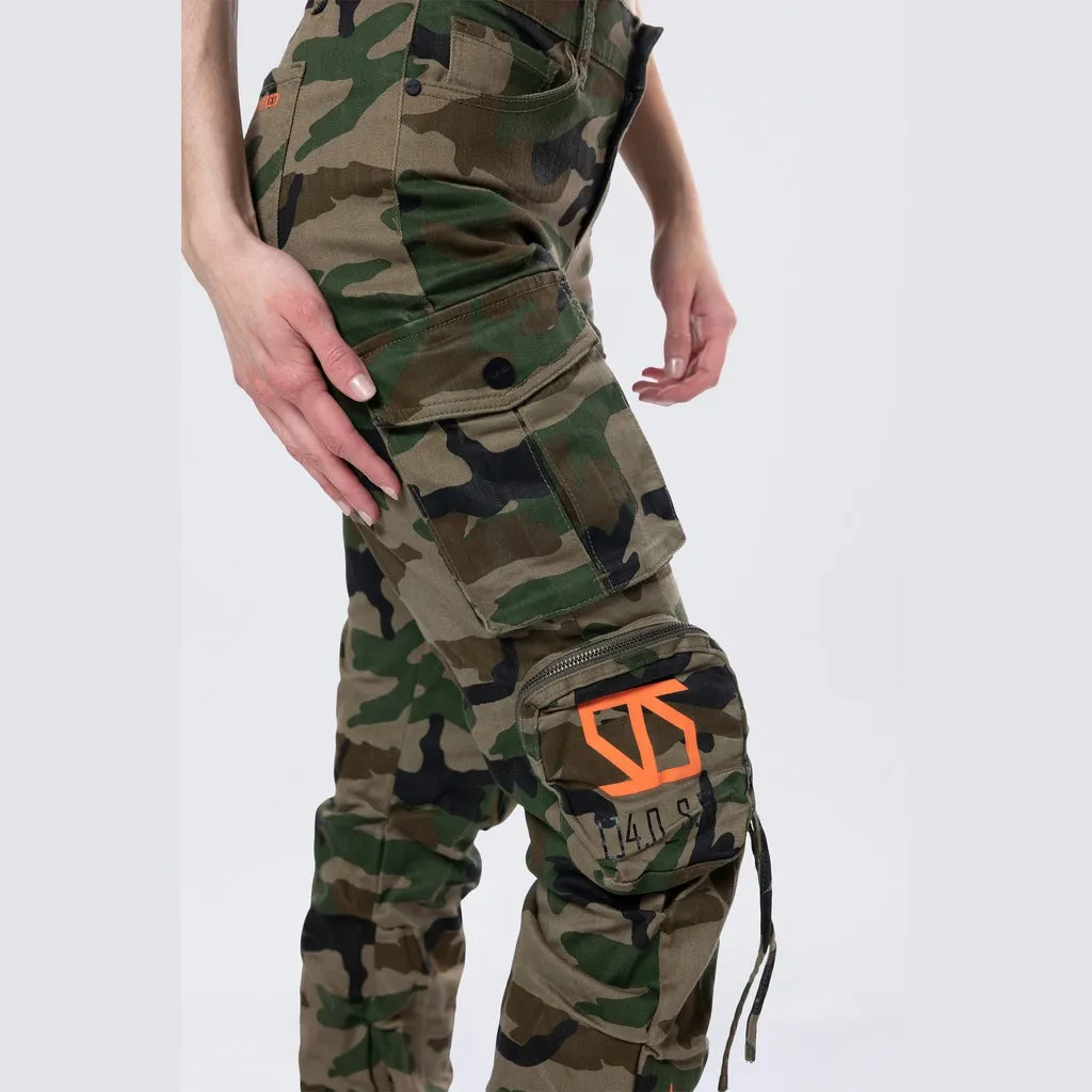 High Rise Stacked Utility Twill Pants - Wood Camo