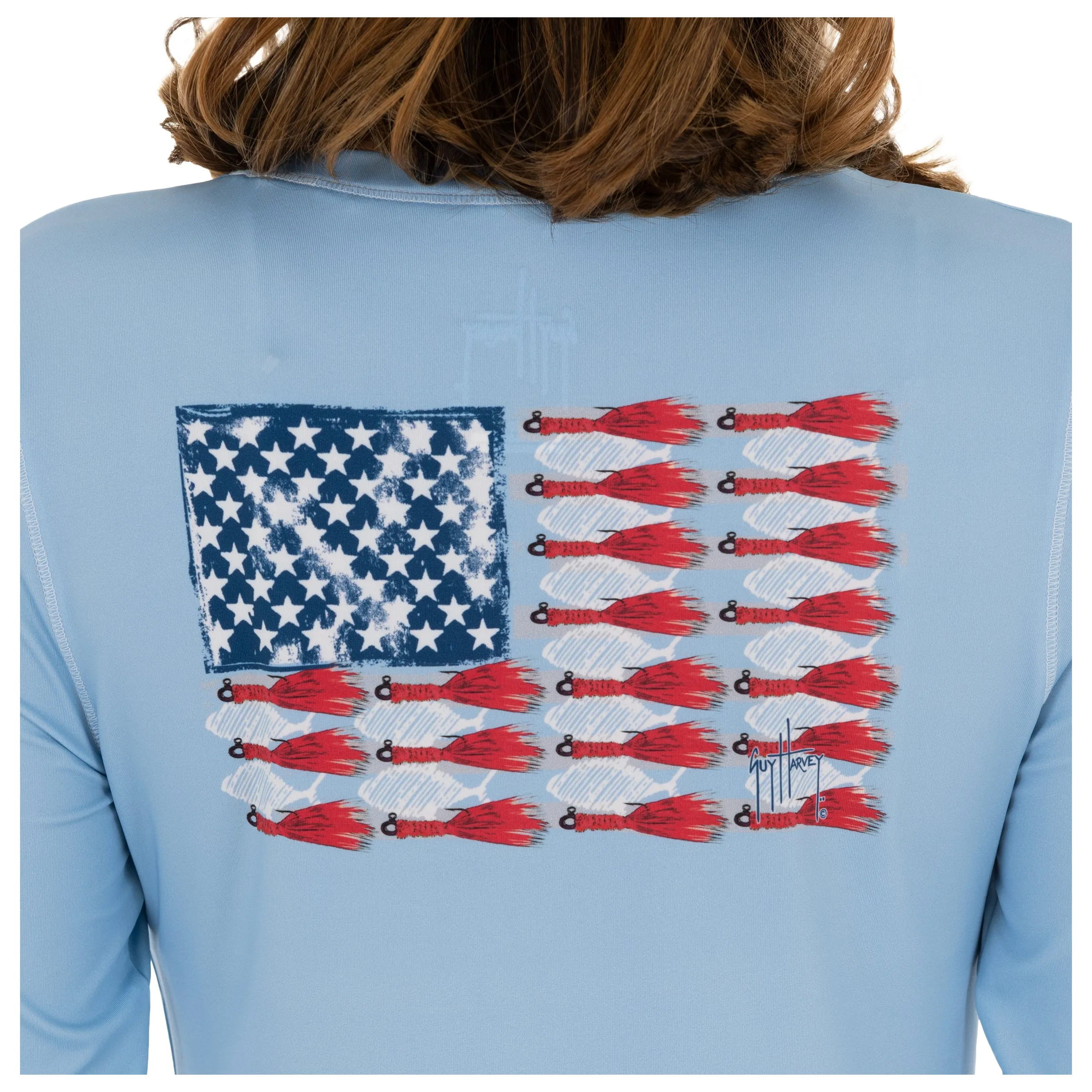 Ladies Lure Americana Long Sleeve Blue Sun Protection Top