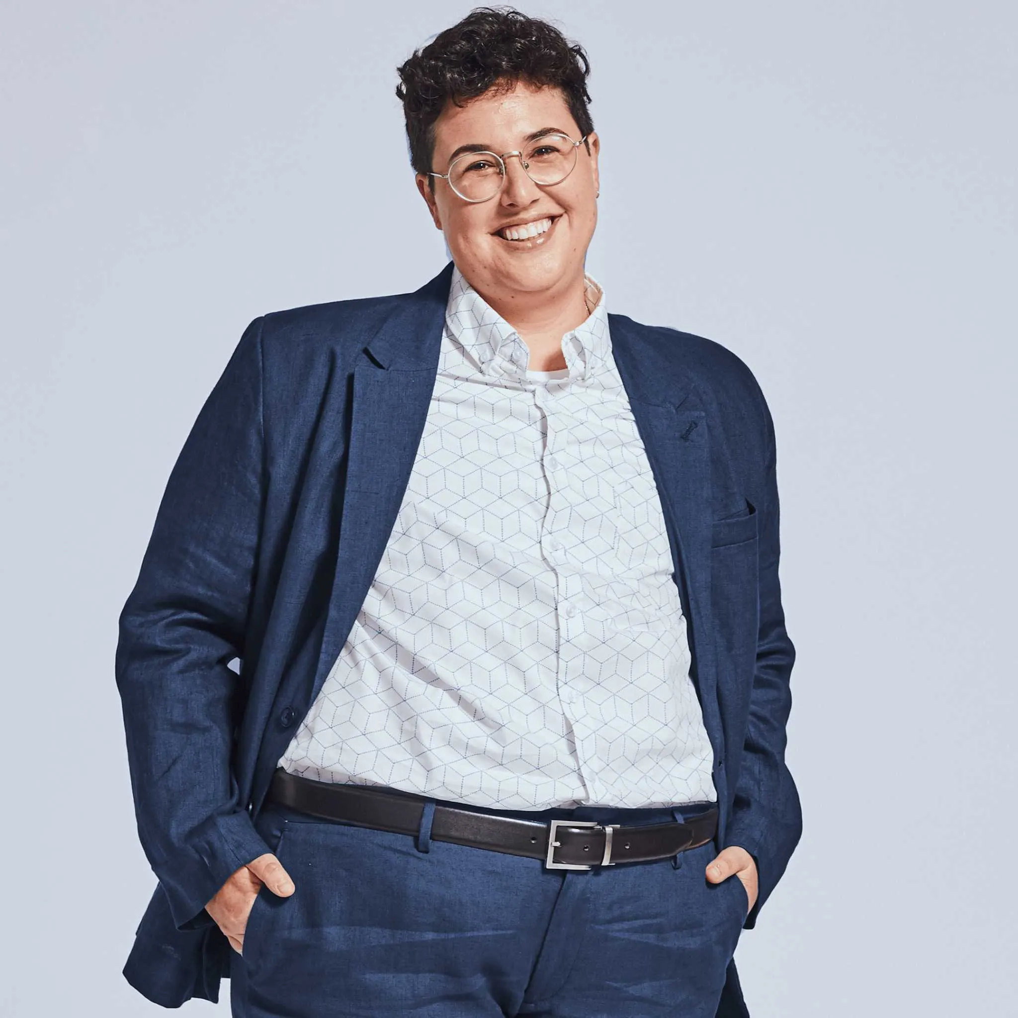 Navy Linen Blazer