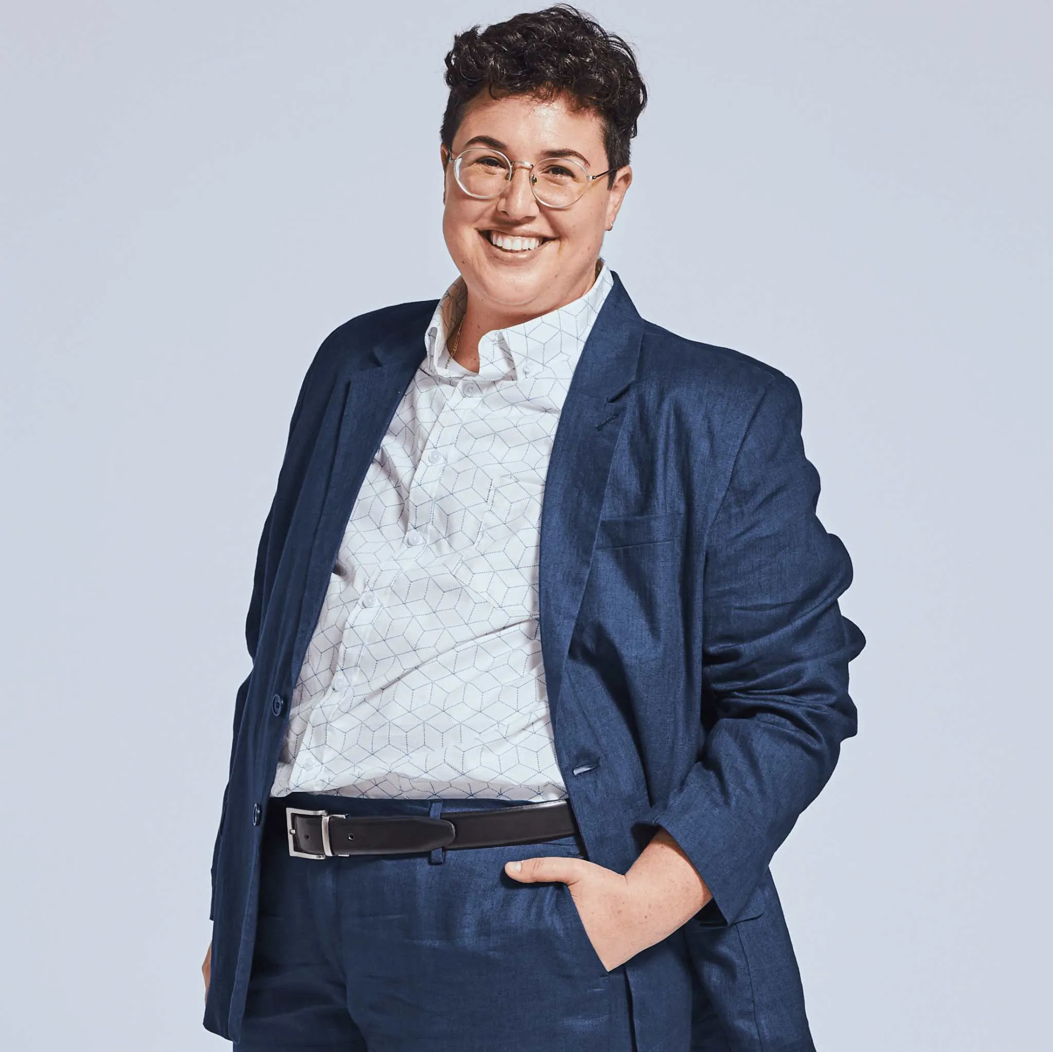 Navy Linen Blazer