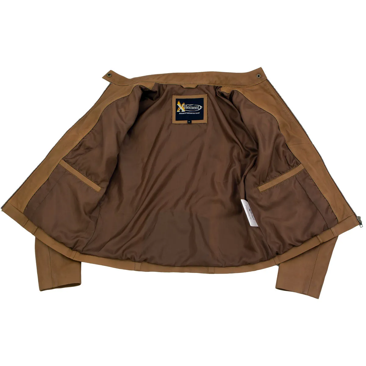 Xelement B91058 Women's ‘Keeper’Cognac Leather Scuba Style Biker