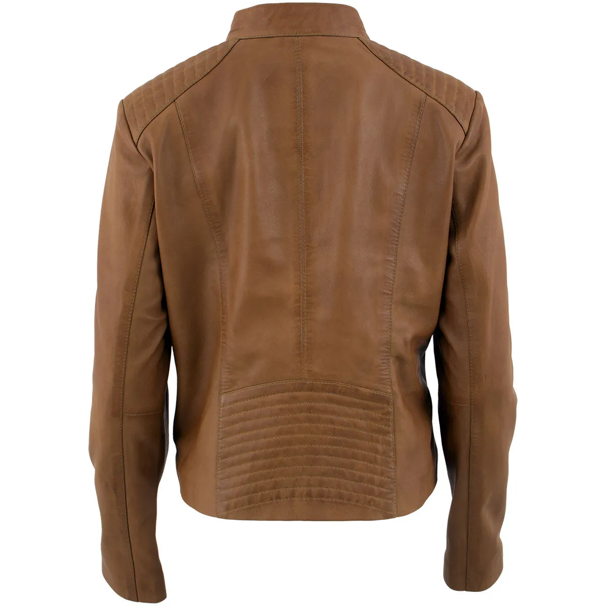 Xelement B91058 Women's ‘Keeper’Cognac Leather Scuba Style Biker