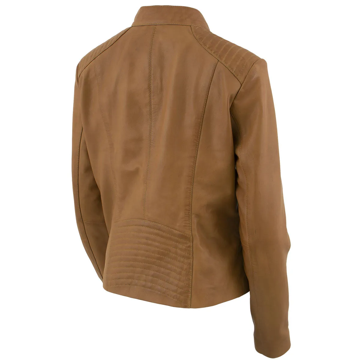Xelement B91058 Women's ‘Keeper’Cognac Leather Scuba Style Biker