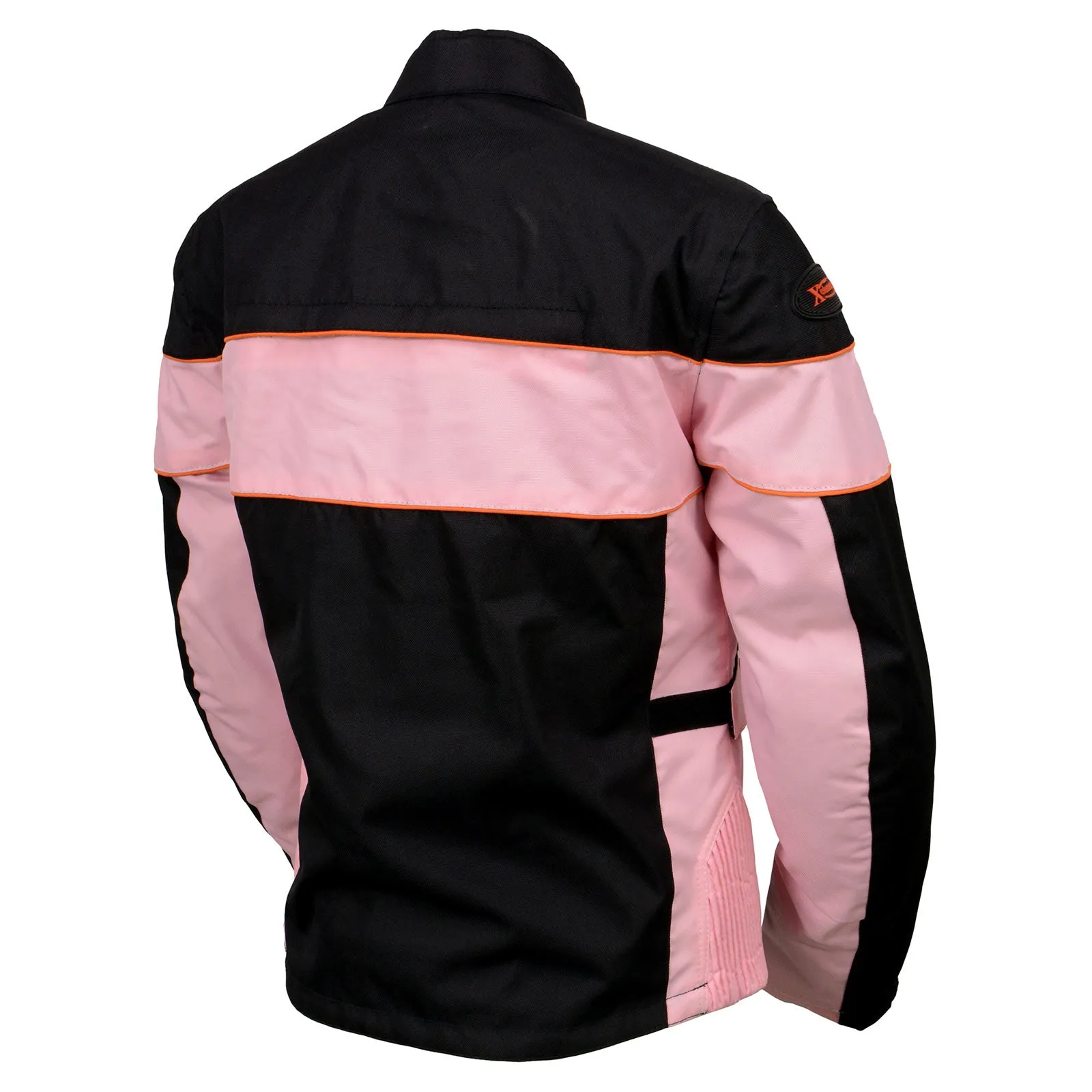 Xelement CF462 Women's 'Pinky' Black and Pink Tri-Tex Motorcycle Jacket with X-Armor Protection